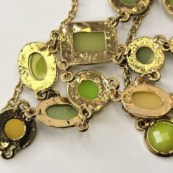 Yellow And Green Faceted Statement Necklace - Picture 4 of 9
